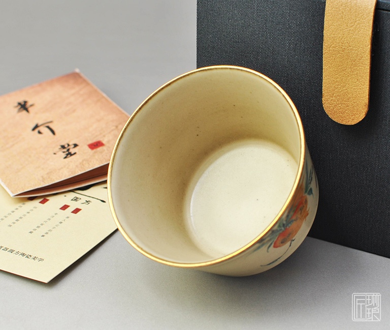 景德镇原矿釉高温陶瓷手绘主人杯：硕果累累