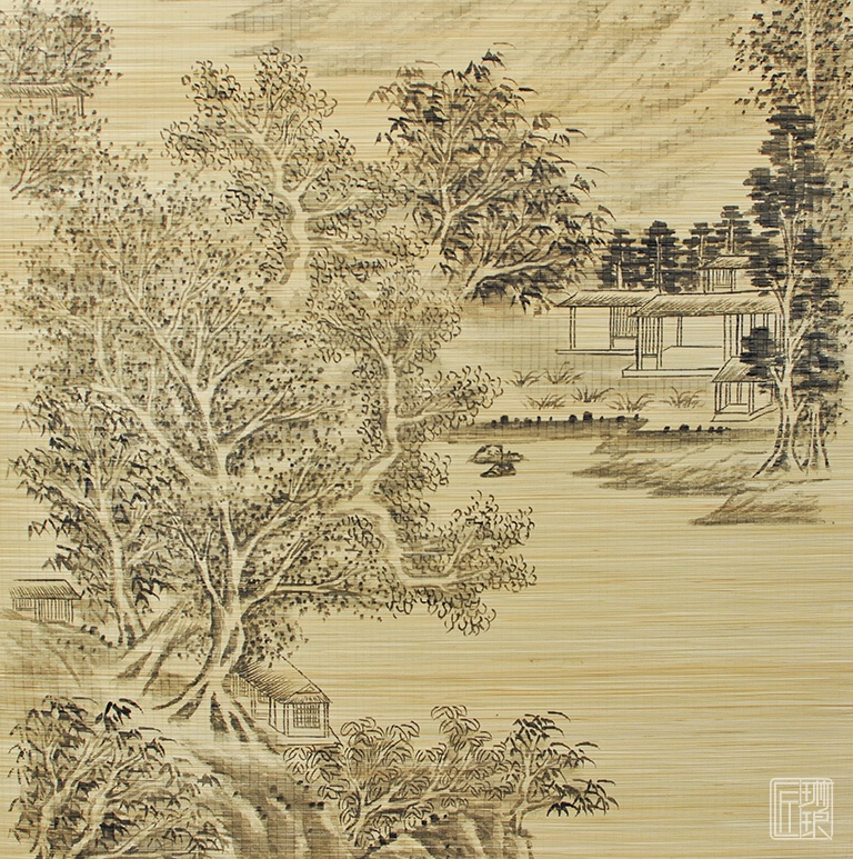 国家级“非遗”梁平竹帘画：秋山草堂图